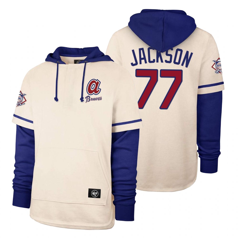 Men Atlanta Braves #77 Jackson Cream 2021 Pullover Hoodie MLB Jersey->atlanta braves->MLB Jersey